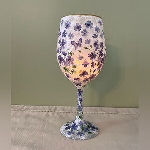 Wine Glasses, Candle Holders, Decoupaged, Home Decor, Gifts